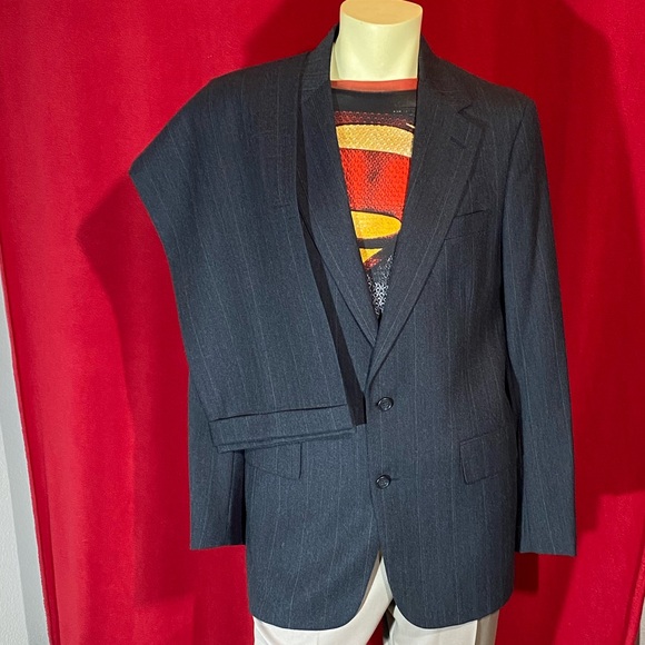 Wool men suit dark grey 40L - Picture 1 of 16